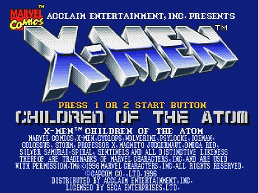 X-Men: Children of the Atom title screen for Sega Saturn